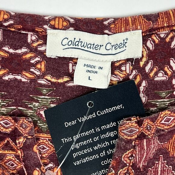 NEW Coldwater Creek Southwestern Aztec Short Sleeve Henley Top Women’s Large - Picture 8 of 10